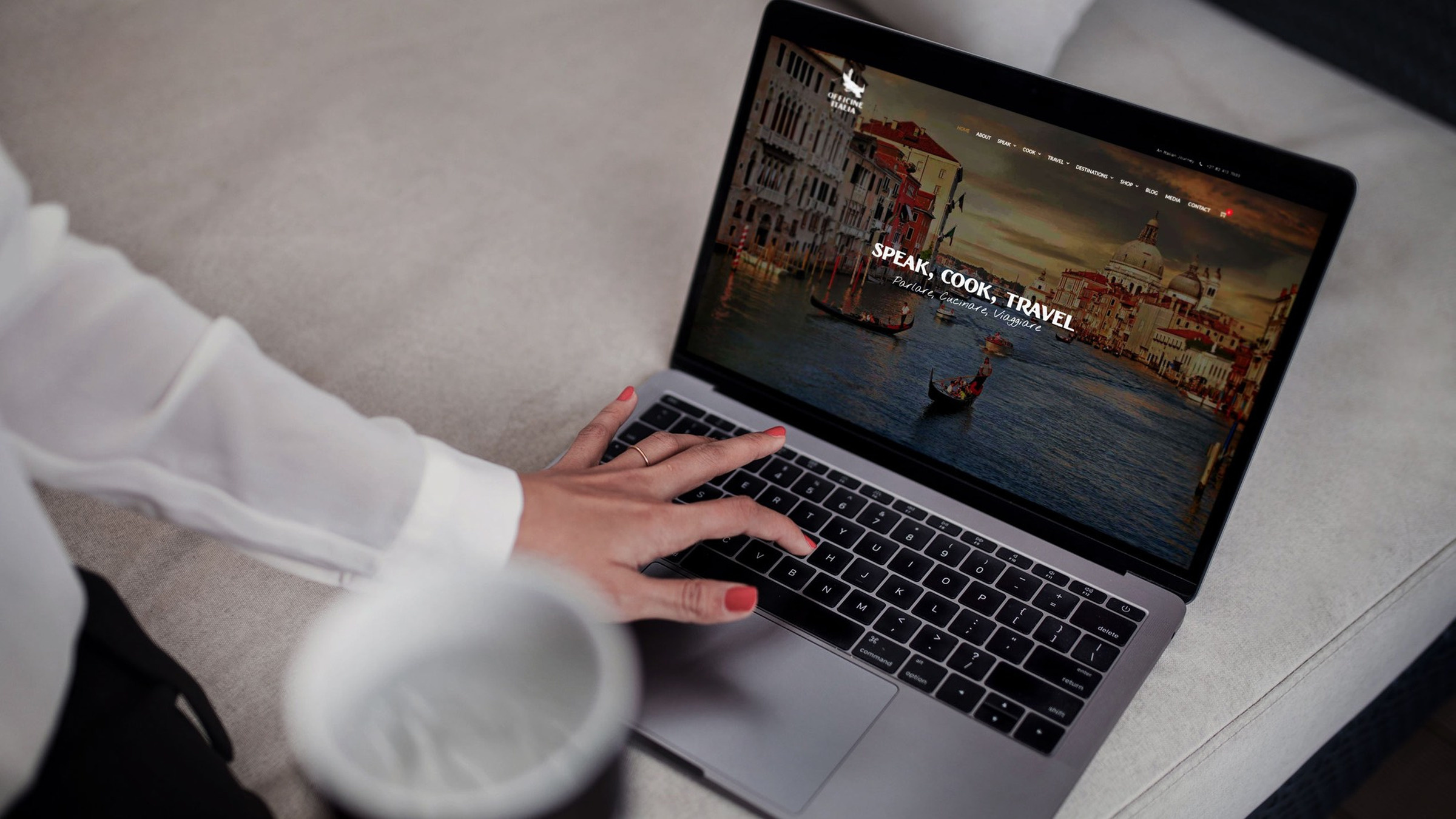 Officine Italia: brand and site for classes, cooking and travel brand identity branding cooking gondola italy language school logo logo design south africa travel web design website