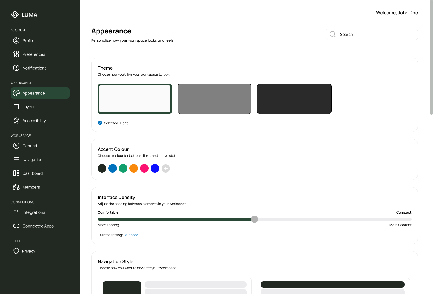 #Daily UI - LUMA - Settings dailyui design ui ux
