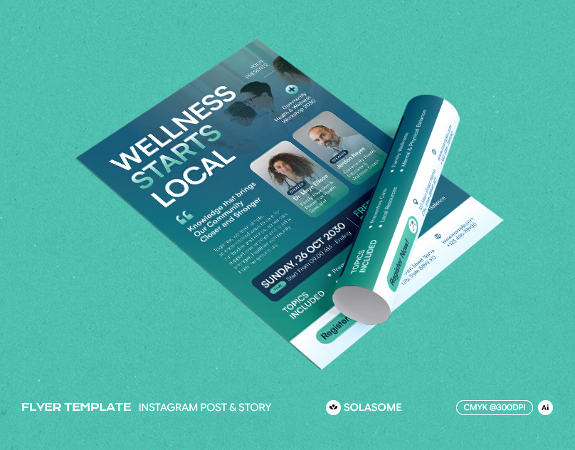 Health Workshop Flyer design event flyer healthy medical promo solasome template treatment wellness