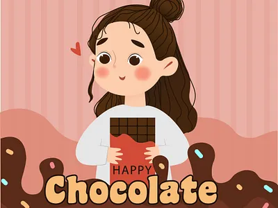 chocolate day chocolate chocolate day girl girl with chocolate illustration people vector