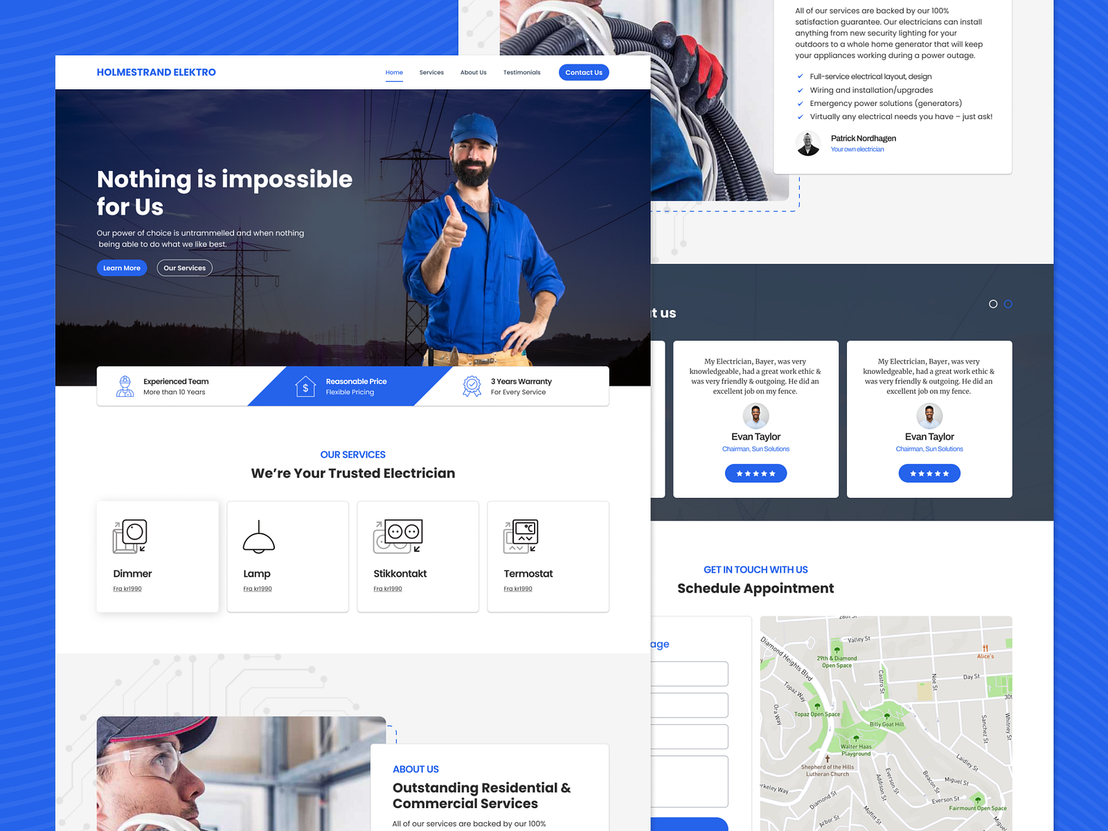 Landing Page Design For Electrician Company by uixzozi on Dribbble