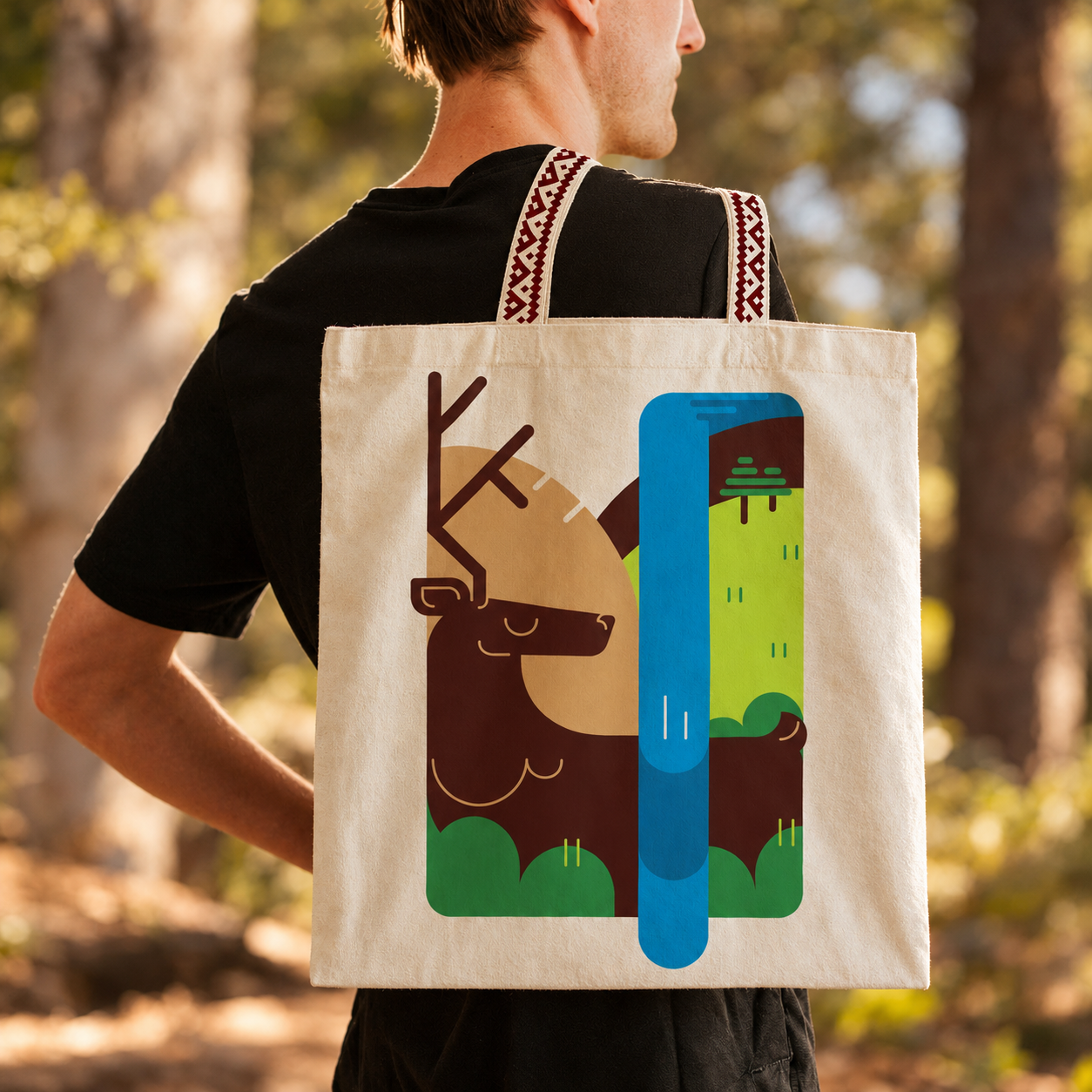 Nature Inspired Merch — Print Design deer illustration graphic design illustration merch design mug design nature illustration print design tote bag design vector illustration