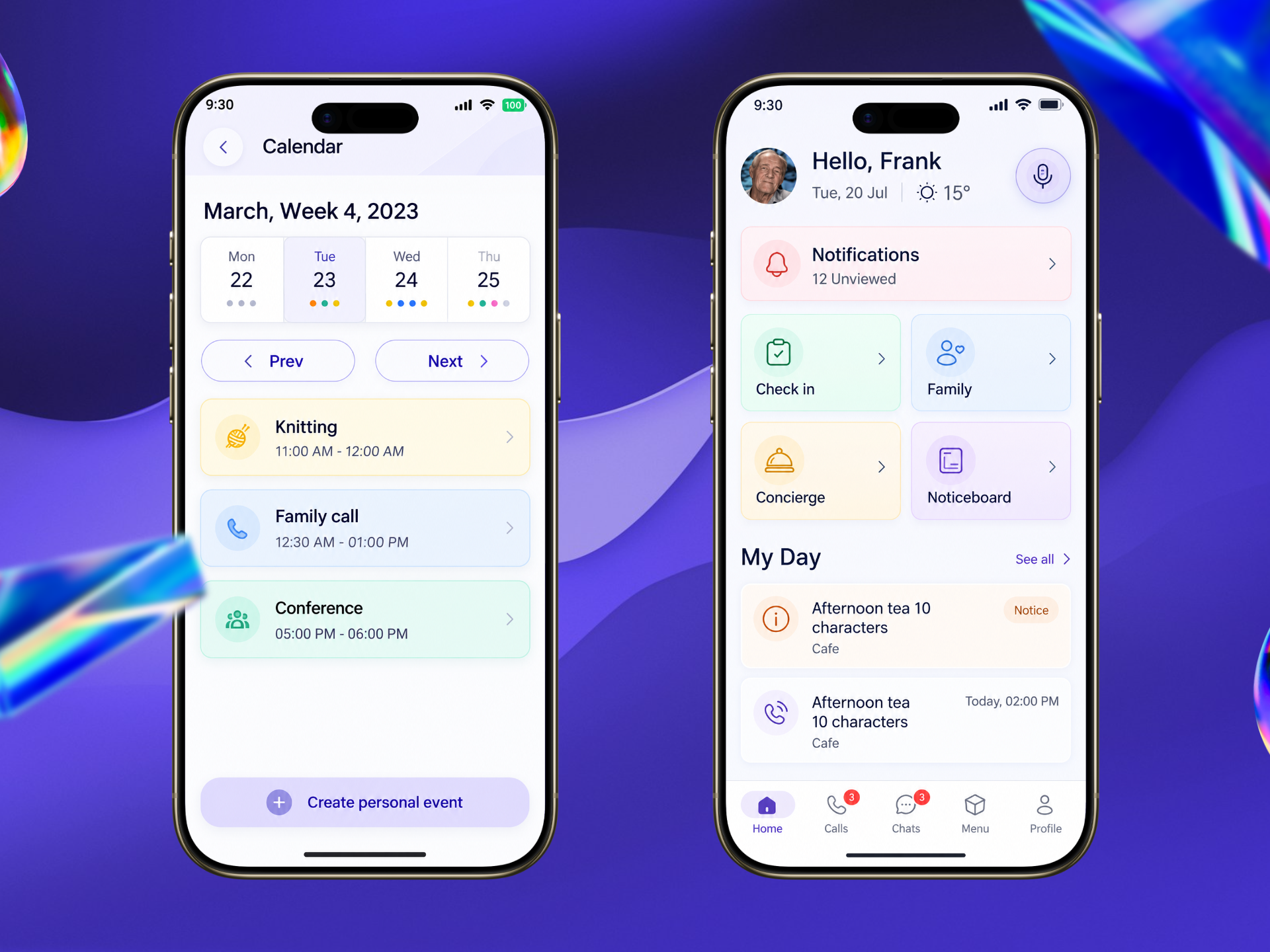 Senior Living App UX for Daily Activities & Resident Planning activity calendar daily activities digital health healthcare ux mobile app design mobile healthcare product design resident engagement resident experience senior living app