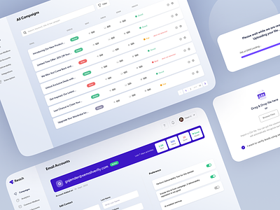 AI Powered Marketing Tools SaaS Design clean table design email campaign form list marketing marketing tools table ui ux