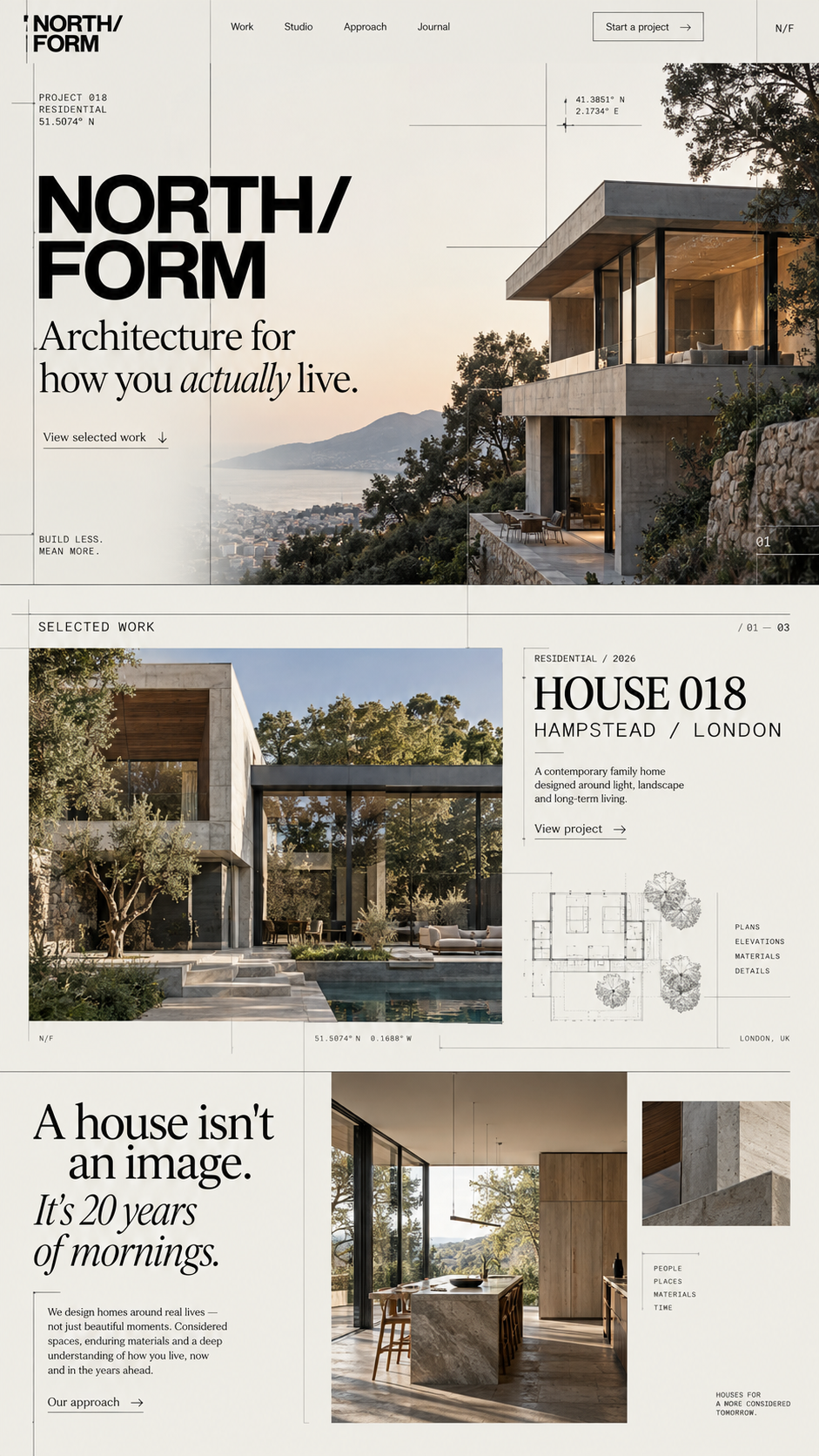 NORTH/FORM — Architecture Website Design architecture creative direction digital design editorial design landing page minimal portfolio website typography ui design ux design web design website