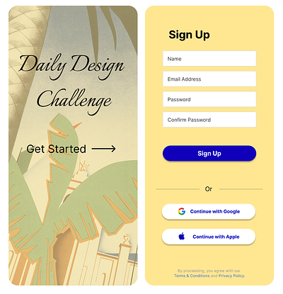 Day 1 dailyUI Challenge: Sign Up Page #DailyUI app design ui ux