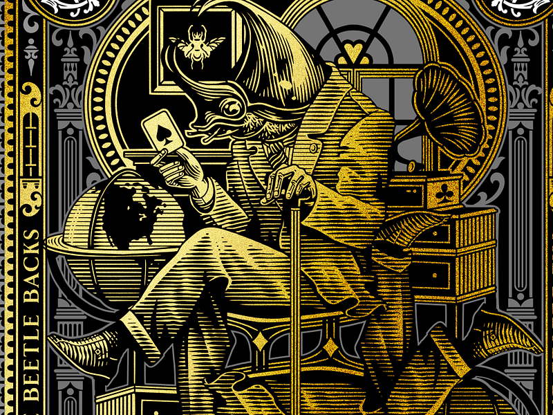 The Beetle Backs / Back Design beetle design drawing illustration playing cards victorian vintage woodcut