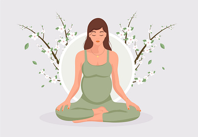 Pregnant woman meditates in the lotus position. meditate pregnant relax vector web woman yoga zen