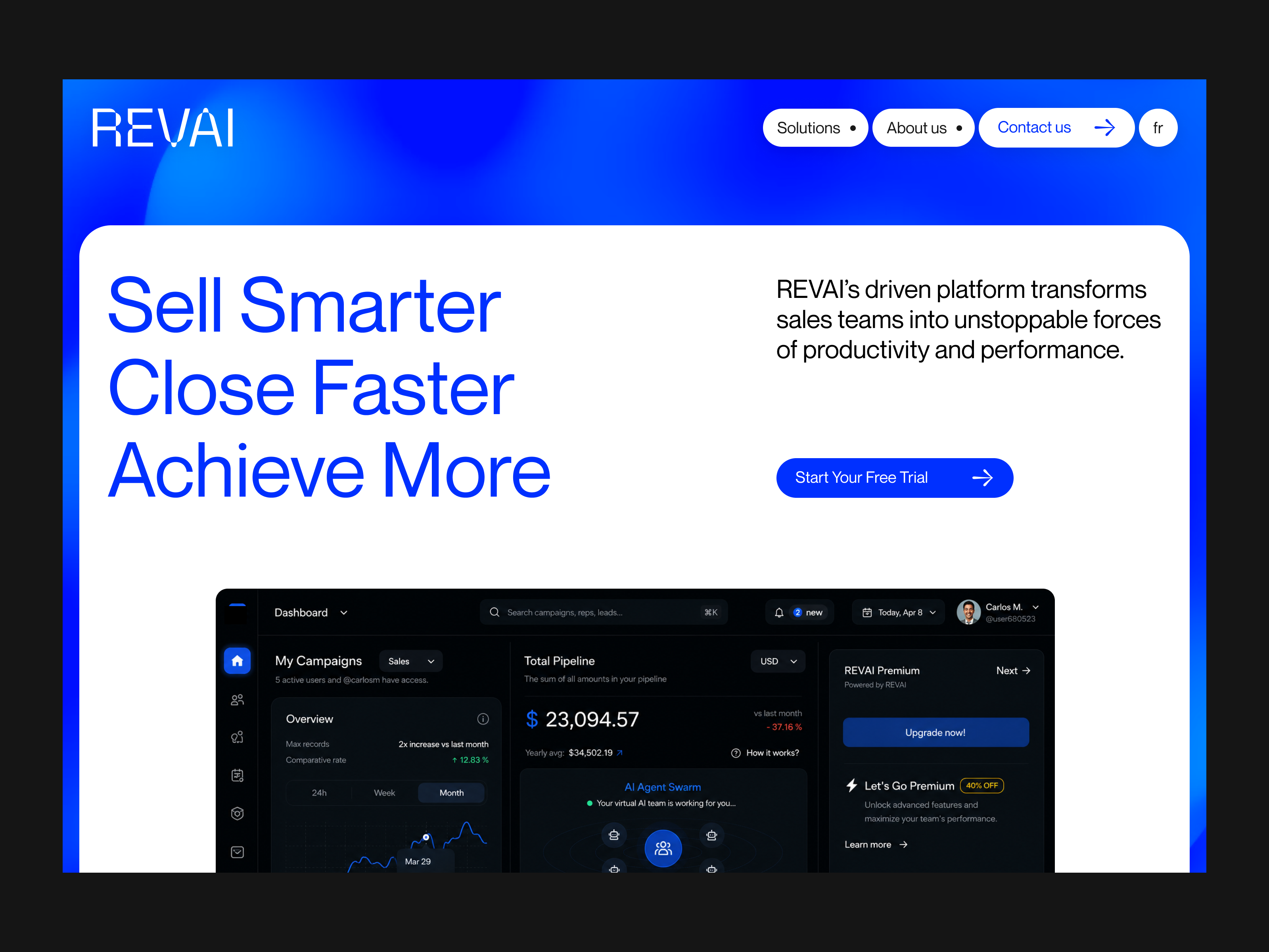 REVAI - Landing page for an AI sales platform art director branding graphic design landing landing page ui uxui web web design