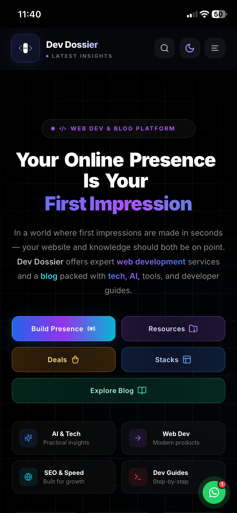 Dev Dossier Website full Responsive 🫠 coding developer web development web development services