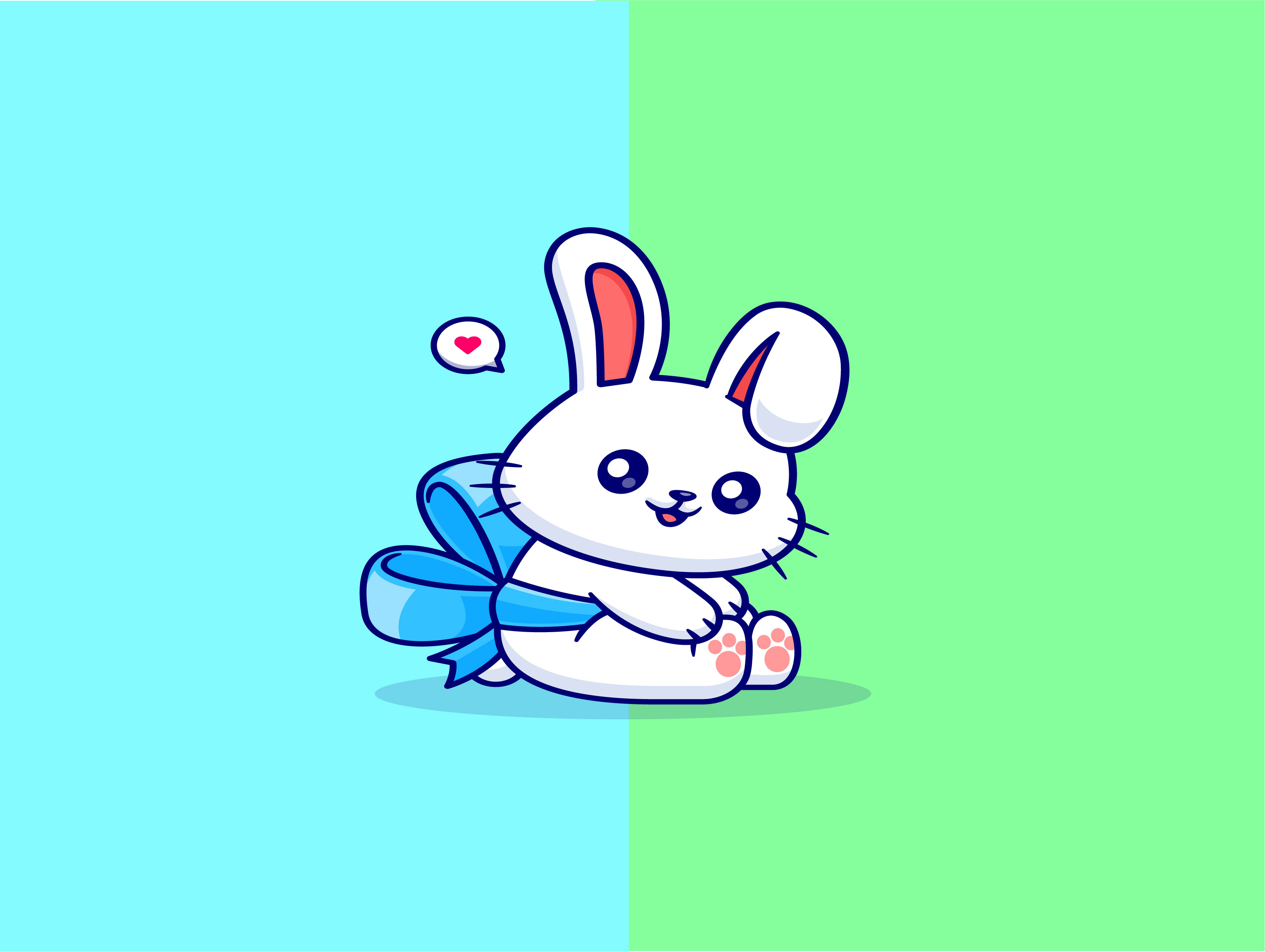 Cartoon illustration- Cute 2D Gift Bunny Mascot Design 2d 2d cartoon animation branding cartoon illustration design graphic design illustration mascot mascot design vector