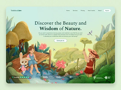 Taddabur Alam - Wisdom of Nature Courses 🌲 class clean cources desktop earth environment green hero image illustration kids landing page nature ui ux website wild wisdom