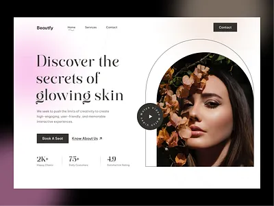 Beauty Website Header🔥 beauty beautycare beautyproduct care product female figma header health hero landingpage online shop productdesign skin trend2023 ui uiux uiuxdesign ux web design website