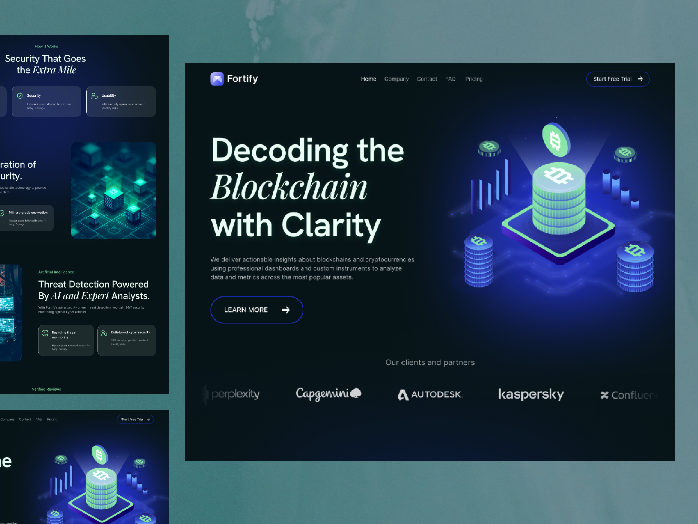 Fortify ✦ Blockchain Security Landing Page automation b2b b2becommerce blockchain website crypto landing page cybersecurity design dark darkui feed fintech website header popular saas design uidesign uiux web3 design
