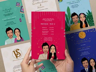 Indian Wedding Invitation Design caricature einvite illustration india indian invitation design indian invite indian wedding invitation card wedding hamper wedding invite wedding logo whatsapp invite