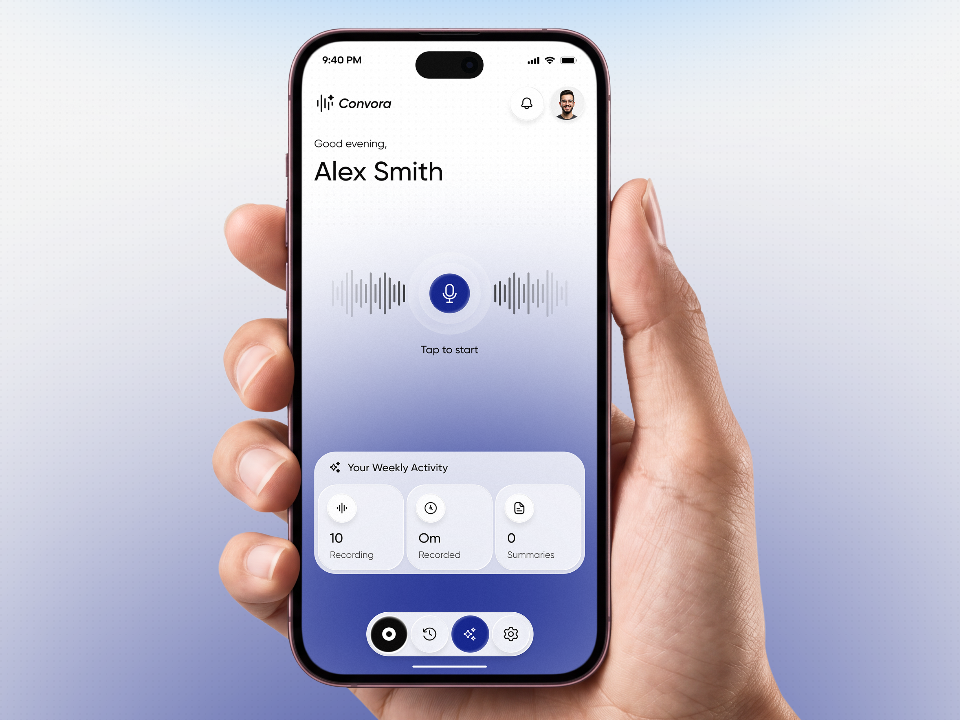 AI Voice Memo & Speech-to-Text Mobile App UI Redesign ai meeting summarizer ai notes app ai voice notes app audio transcriber app design mobile app design mobile app redesign productivity app design speech to text ui ui voice recorder ui voicetech app redesign web