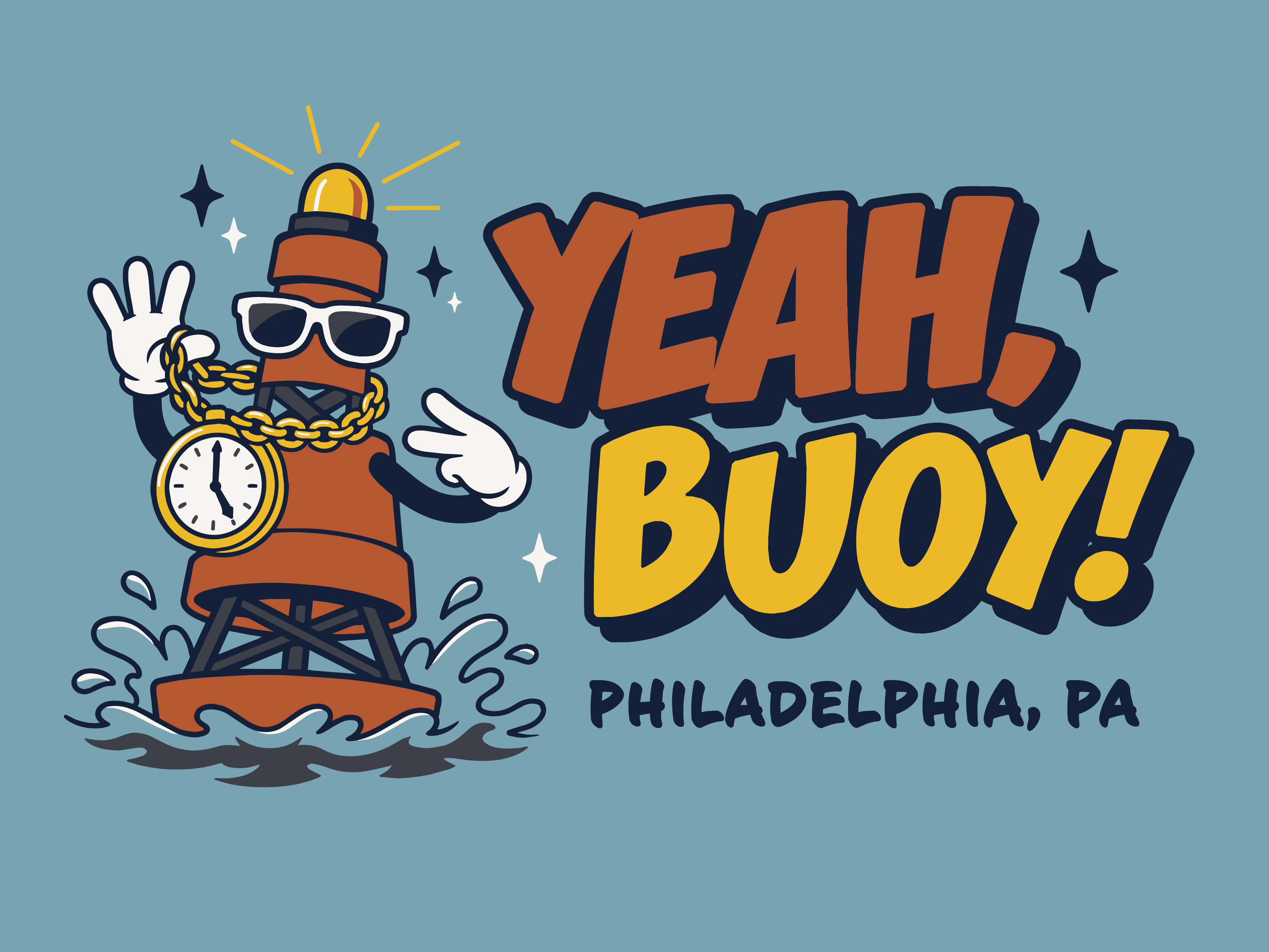 Mascot and Logo Design blue boat branding cartoon character clock flava flav logo mascot pennsylvania philadelphia rust sea