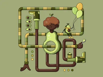 Avocado avocado balloon character character design fruit illustration illustrator