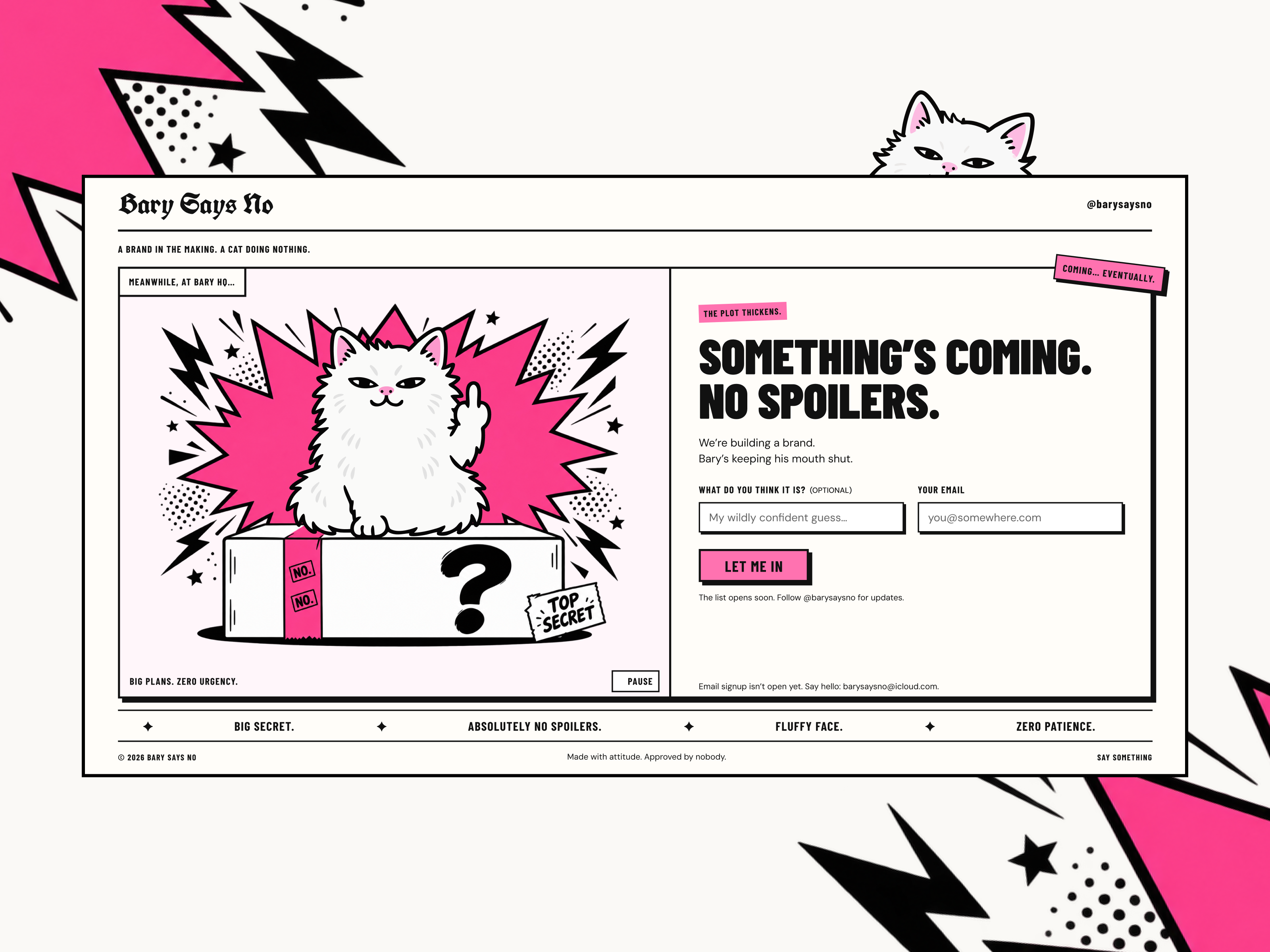 Bary Says No: Brand Identity & Landing Page 3d animation branding character design typography ui web design