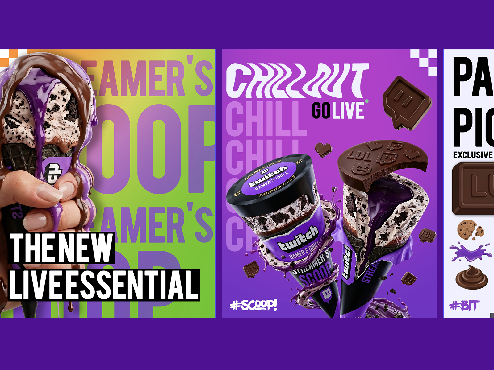 Twitch Color Design Ice Cream Mix 3d render branding creative design gamer graphic design ice cream instagram post packaging design product design social media design twitch typography ui design ux design visual identity
