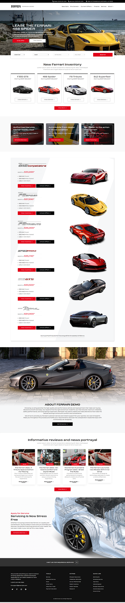 Ferrari Dealership Web Design car dealership design ferrari web design