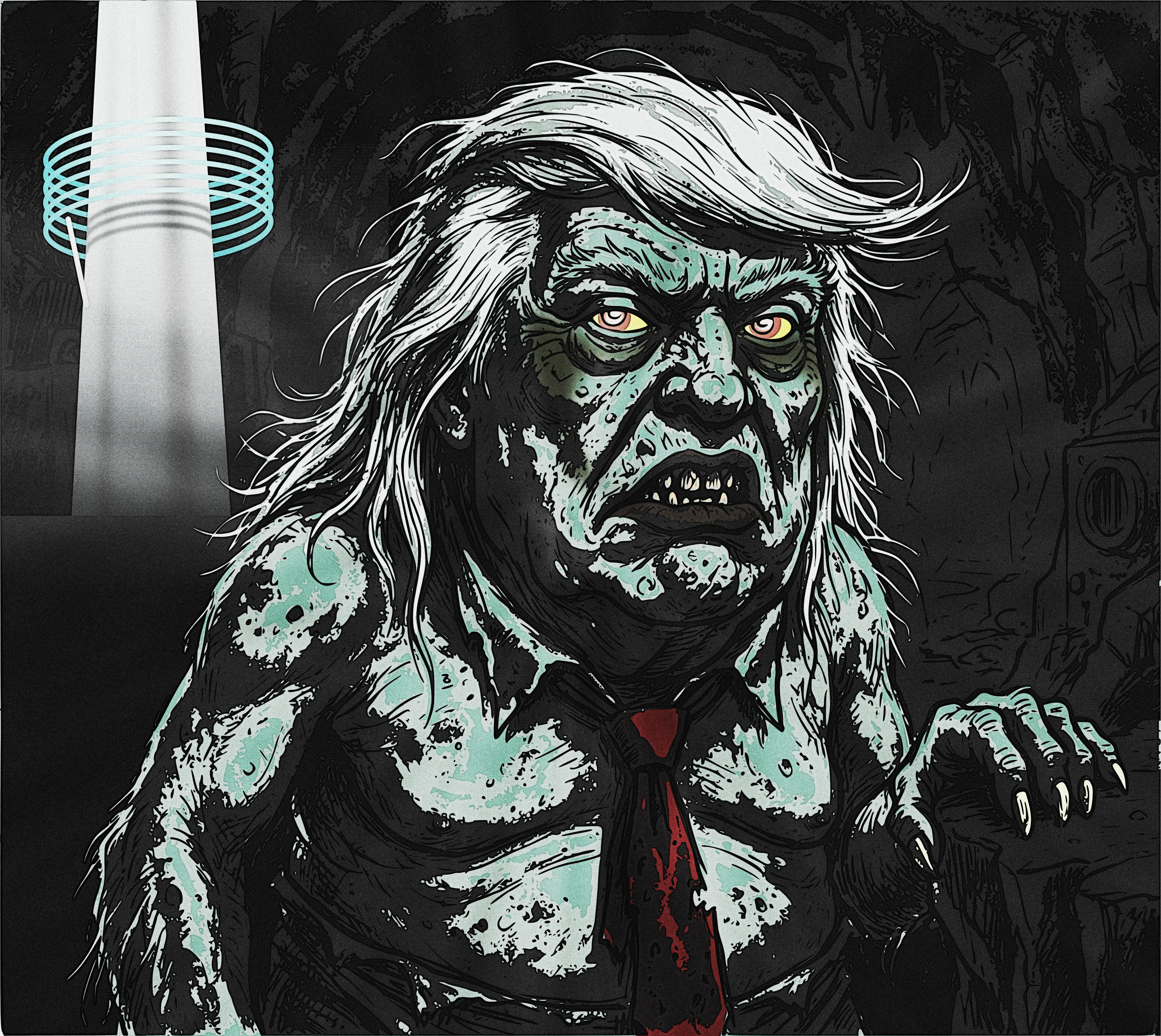 -lock or -mon :: trick question - it's both! donald trump illustration lock or mon morlock moron noise satire shunte88 the time machine trump vector