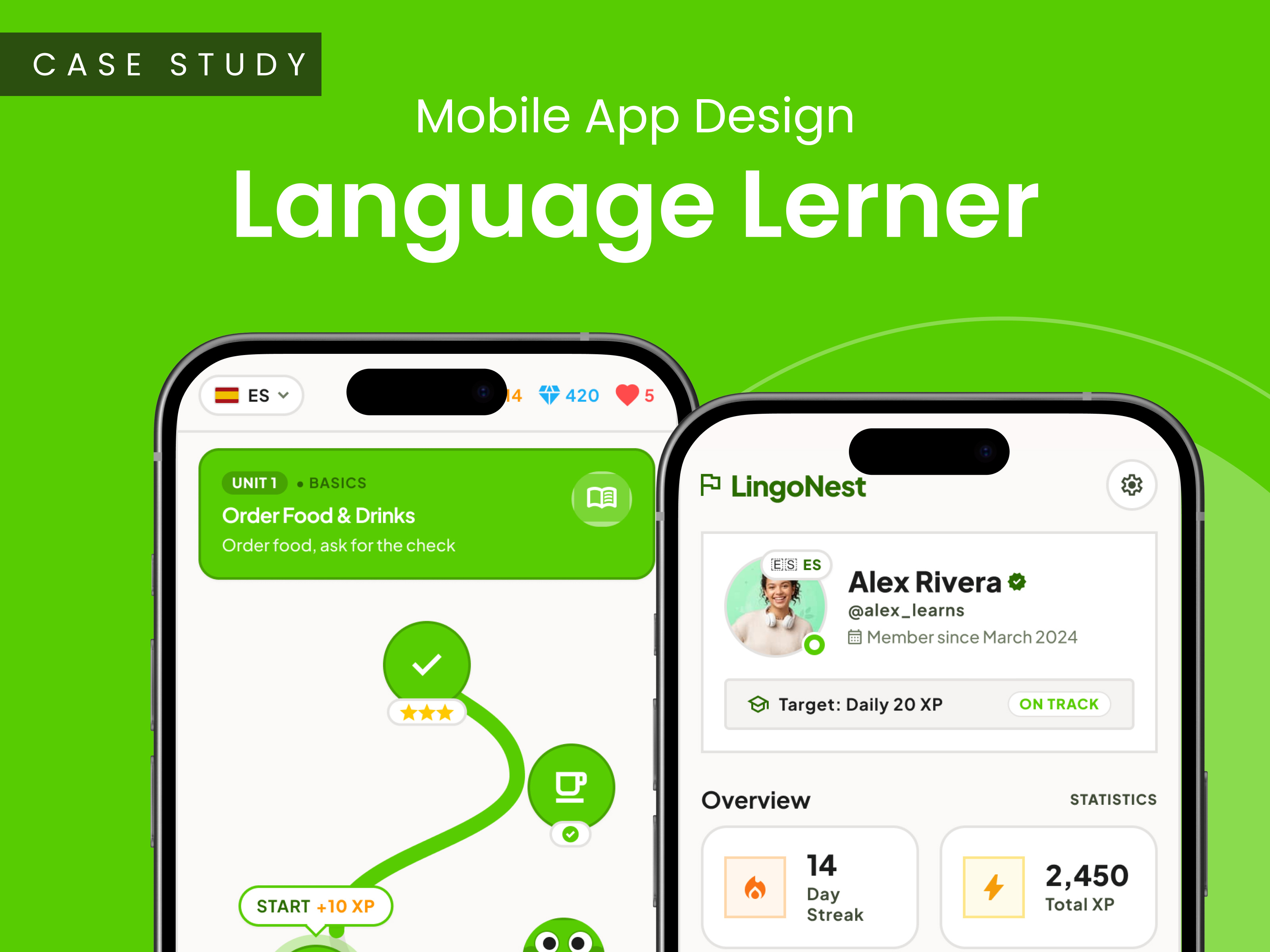 LingoNest — Language Learning App branding case study landing page language lerner mobile app modern app ui ui design ui ux ux