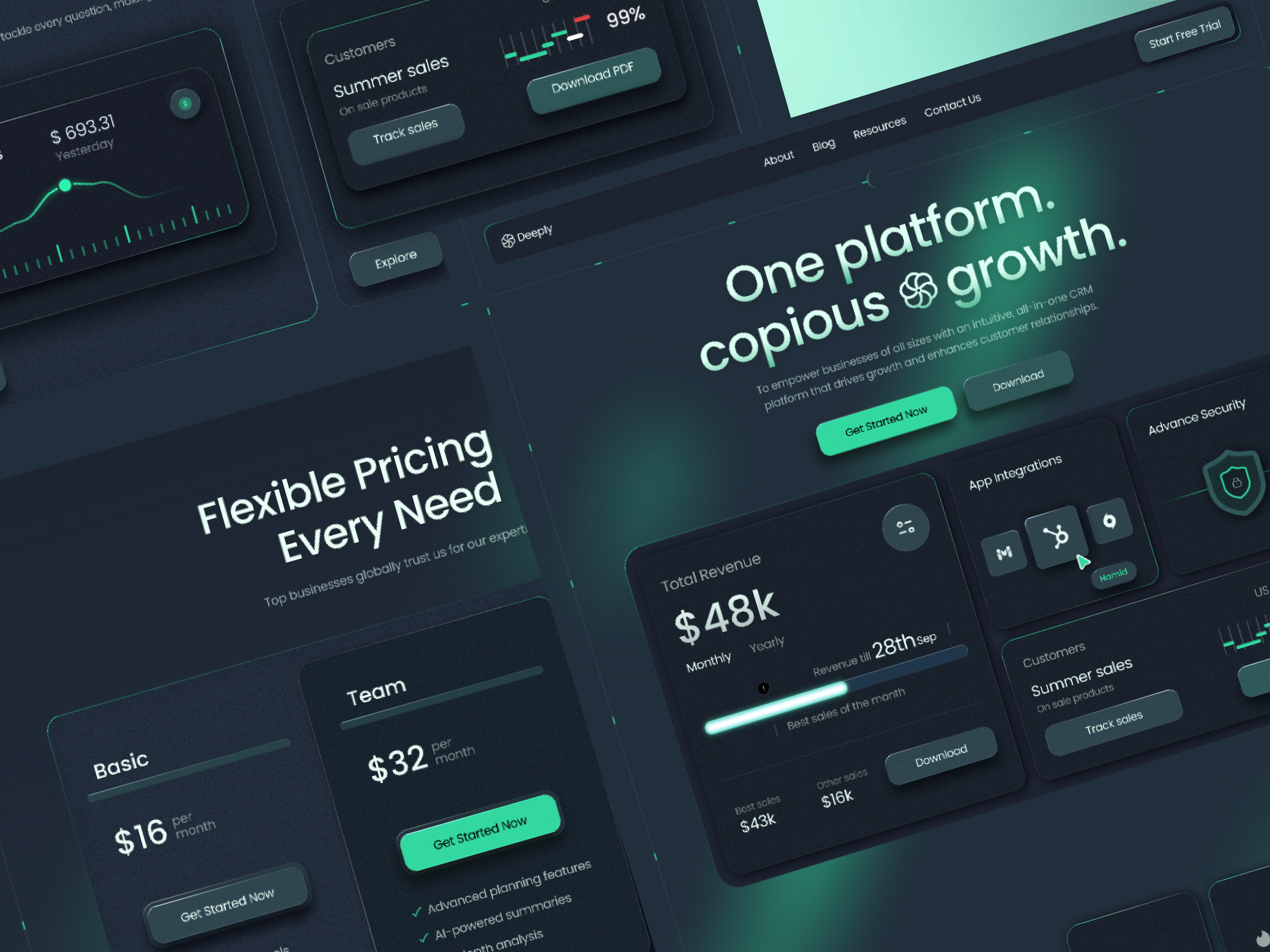 Deeply ✦ Predictive Growth & Business Analytics SaaS analytics dashboard business analytics business intelligence dashboard ui data analytics data driven design fintech ui growth platform illustration landing page modern ui product product design responsive design saas saas landing page saas website technology website ui animation web design