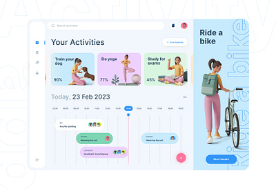 Activity / Habit app 3d activity app design habit hobby homepage landing page ui ux ui design