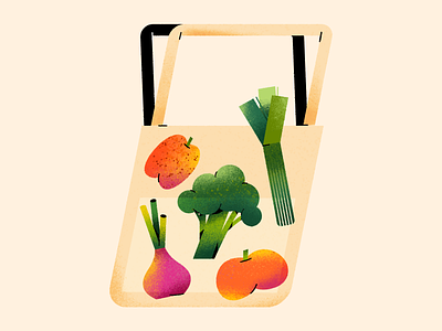 VEGAN BAG 3d animation apple art illustration design artists bag brocccoli carrot fruits graphic design illustration motion graphics ui vegan vegetables