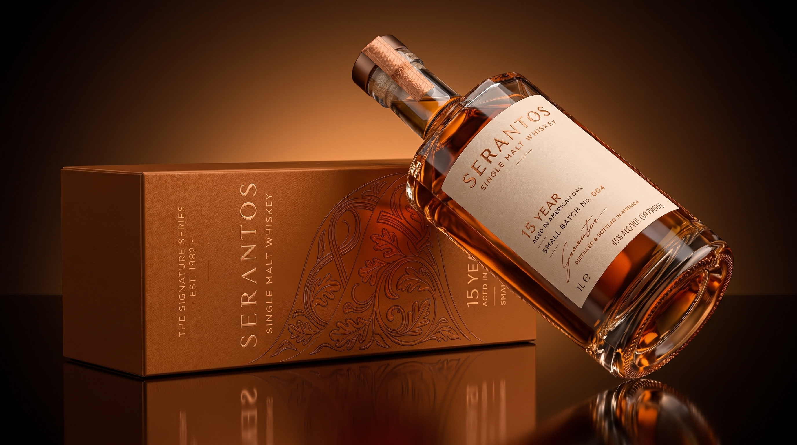 SERANTOS — Premium Single Malt Whiskey Packaging Design branding creative packaging. design graphic design illustration illustrator file logo modern packaging packaging design