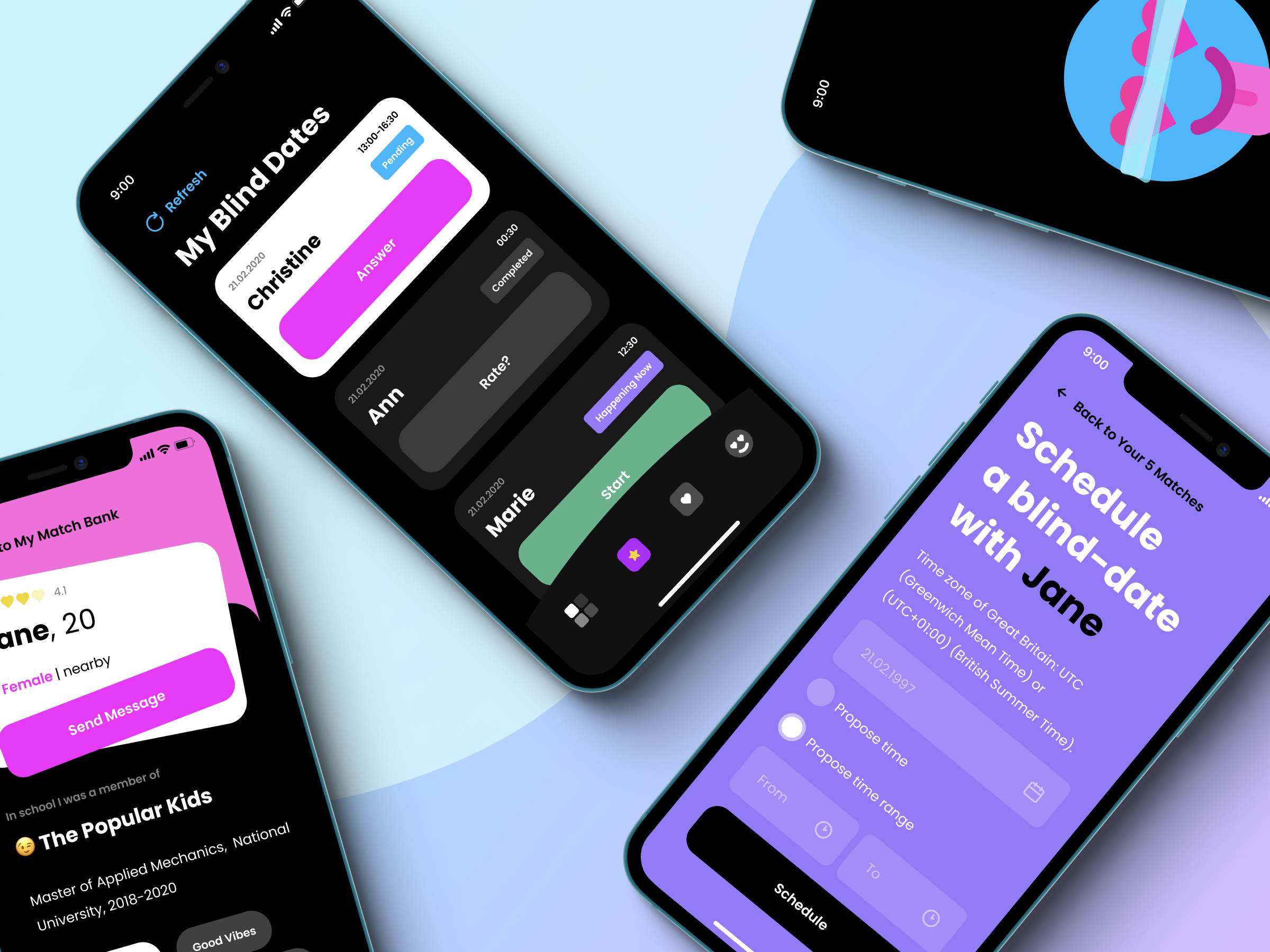 Voice-first blind dating app app design audio chat blind dating clearl dating app interaction design matchmaking mobile app mobile ui product design social app ui design user experience ux design voice dating