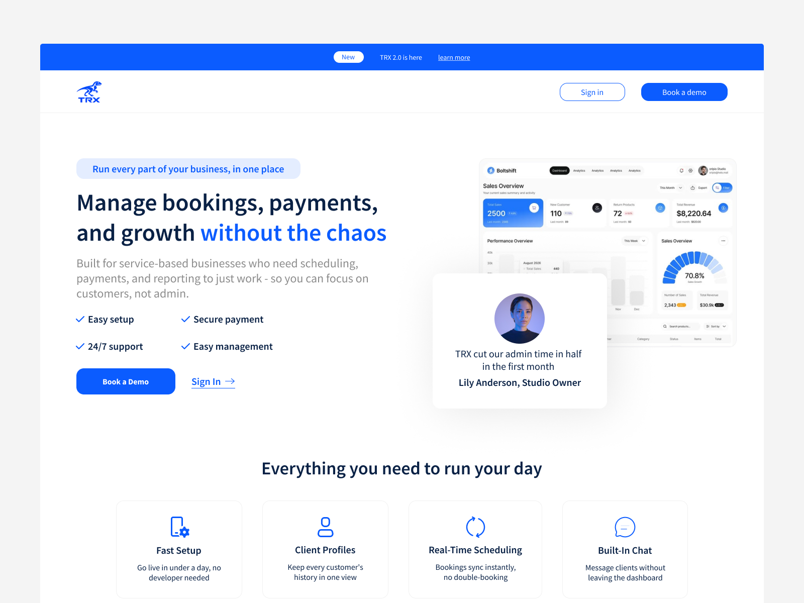SaaS Dashboard — Business Management Landing Page anding page b2b blue dashboard figma minimal product design saas ui design web design