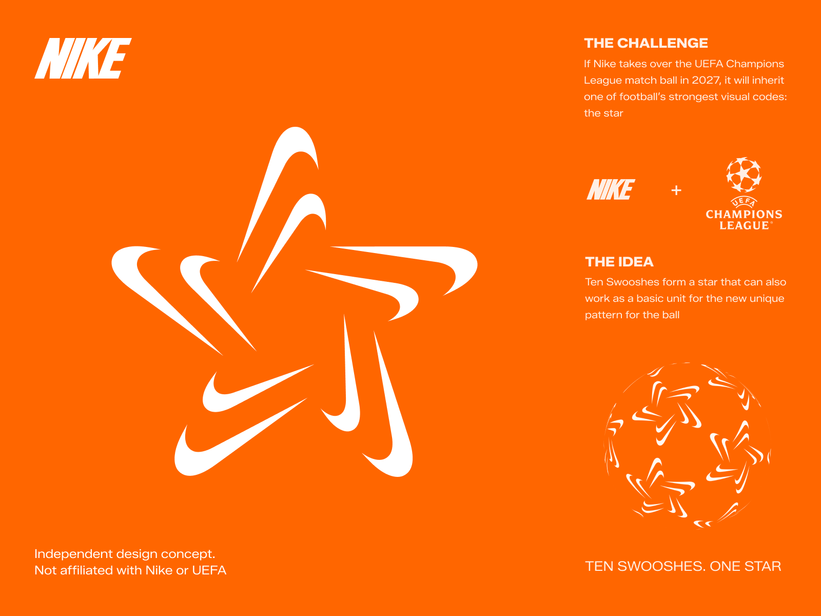 Nike Swooshes + Star Concept branding fitness football game gradient icon identity lepisov logo nike sport star swoosh uefa