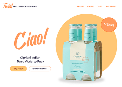 Twist Landing Page branding dailyui design desktop italian soft drinks landing page website design