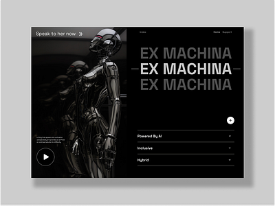 Speak to her clean cyber cyberpunk design desktop ex machina figma futuristic landing page minimal robots ui user interface web design