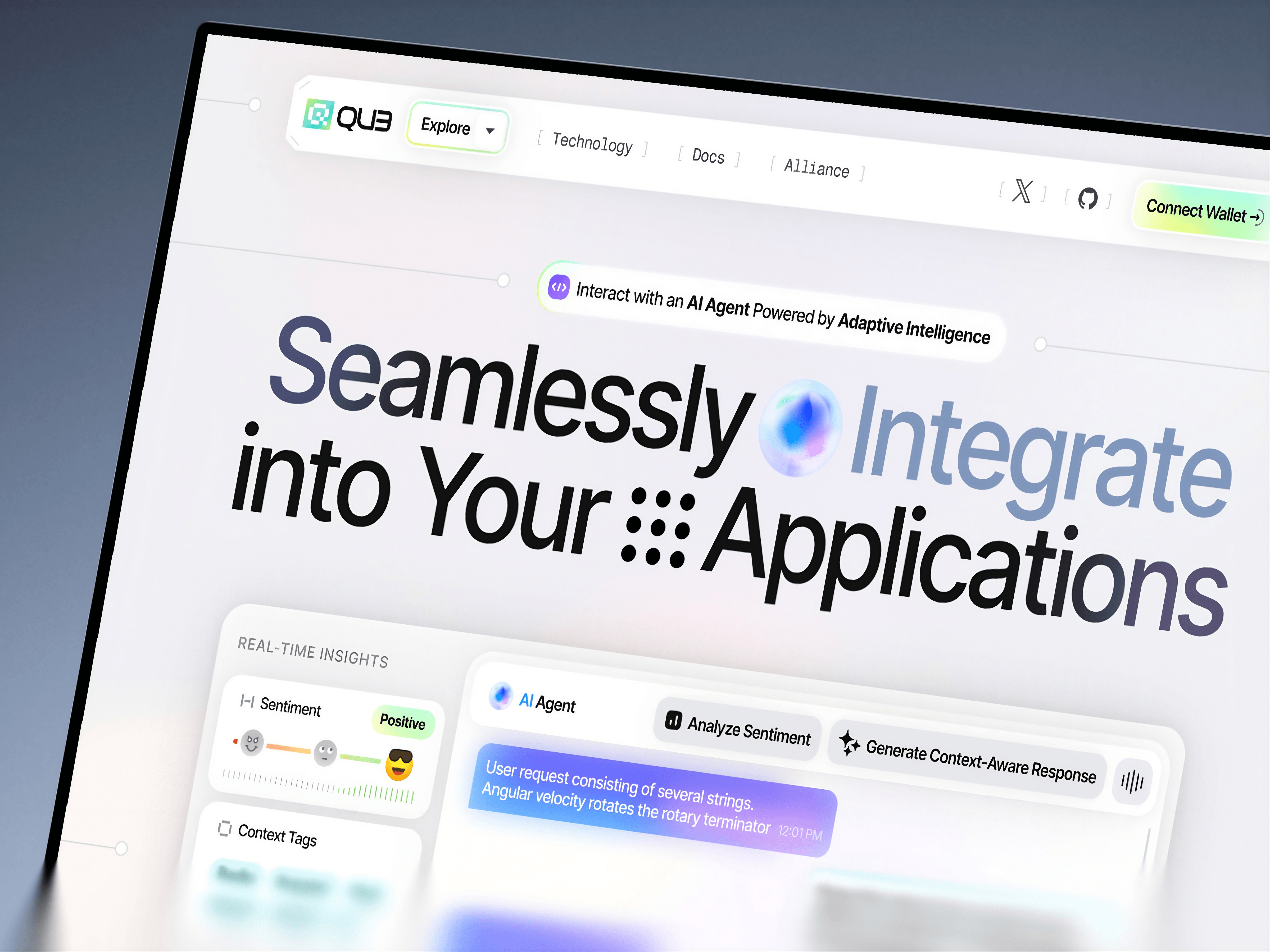 QU3 ai quantum-secure wallet mcp server ai assistant ai platform ai startup ai technology app ui blockchain crypto exchange crypto payments cryptocurrency engineering enterprise ai ethereum landing page machine learning product design saas si assistant swap terminal ui design