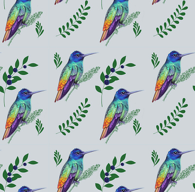 Hummingbird pattern design graphic design illustration pattern postcard