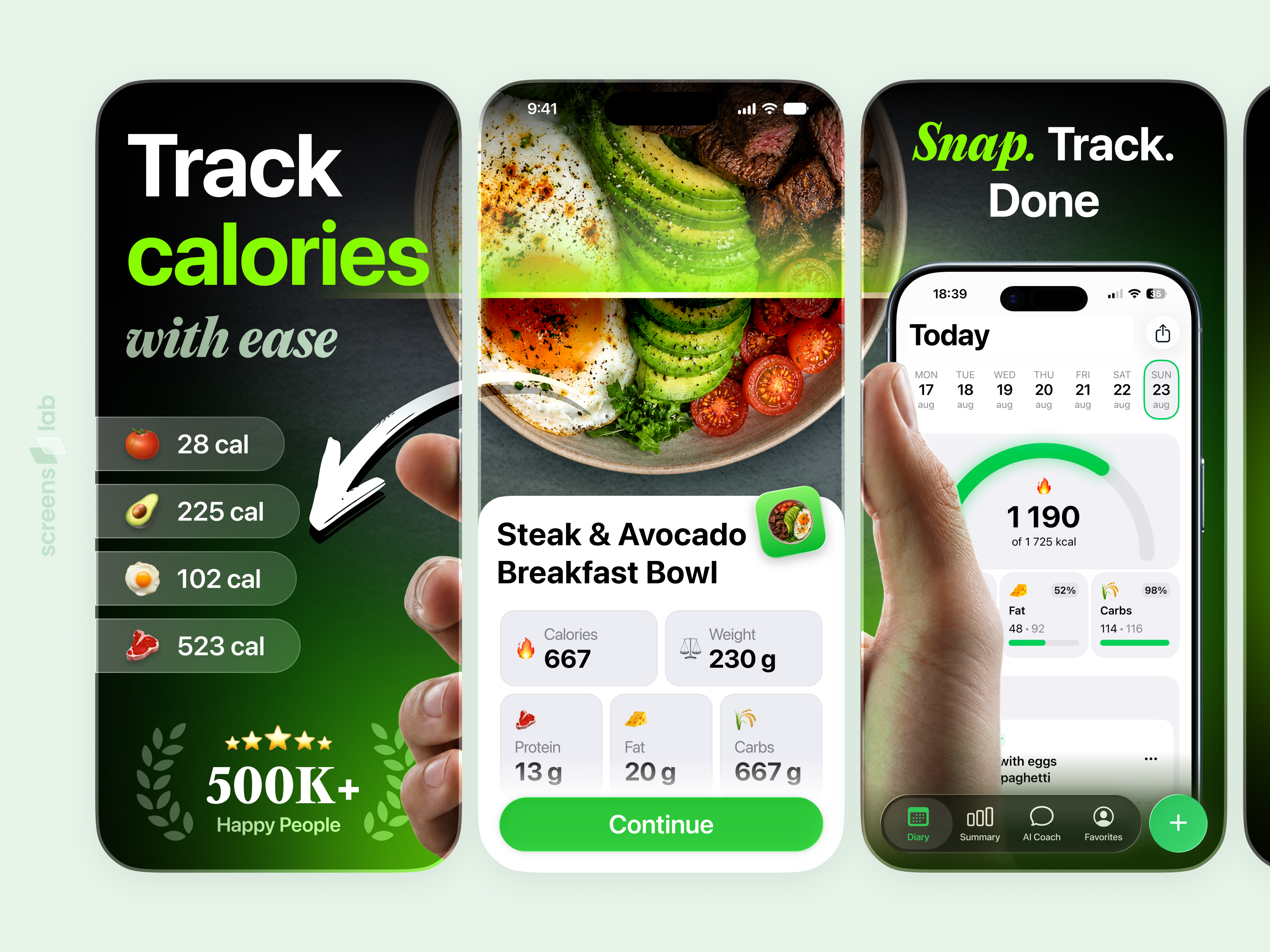 App Store Screenshots · AI Calorie Tracker ai app app design app presentation app preview app showcase app store app store screenshots aso calorie tracker food tracker google play health app ios app mobile app nutrition scan screens screenshots store screenshots ui design