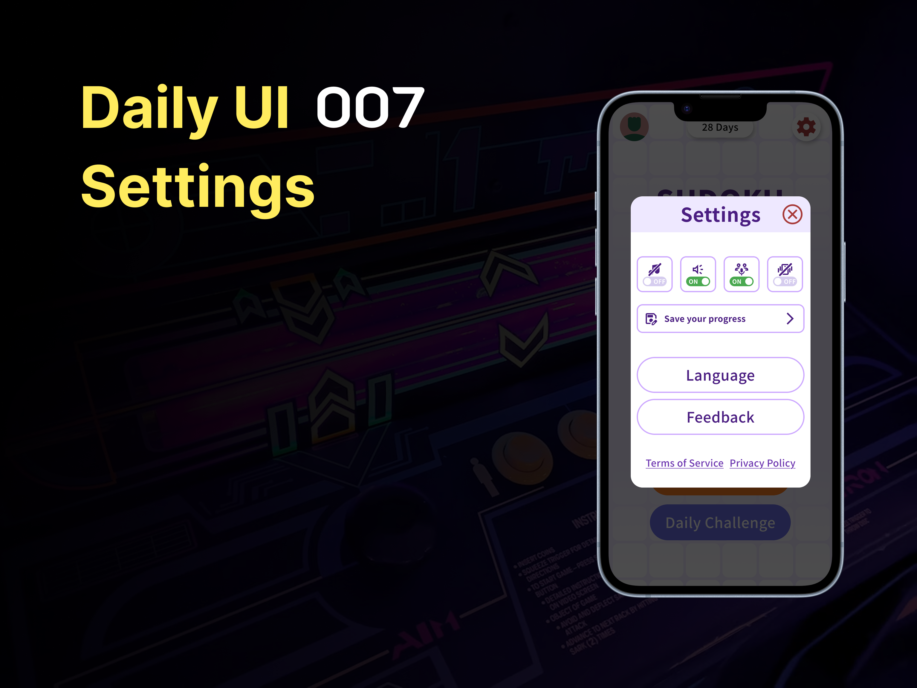 Daily UI Challenge #007 : Settings dailyui