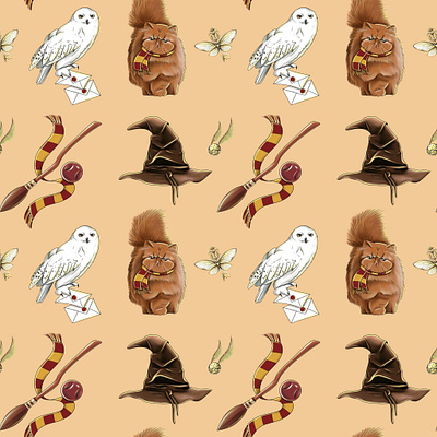 Harry Potter motifs pattern design graphic design illustration pattern postcard