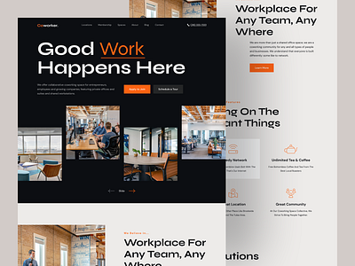 Coworking Space Landing Page coworkers coworking coworking space design events homepage landing page landing page design meeting office office space ui ui design uiux uiux design web web design web ui website website design