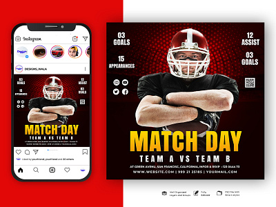 Match Day Social Media Post Design grunge flyer