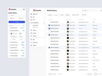 Client List (Market History) calendar concept crm dashboard dashboard design design erp finance interface list management mobile product design sorting table ui ux web website white