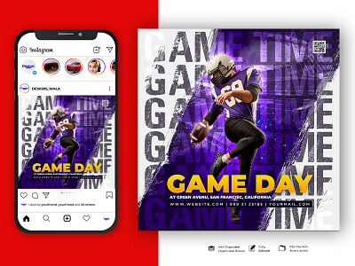 Game Day Social Media Post Design grunge flyer