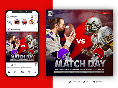 Match Day Social Media Post Design grunge flyer