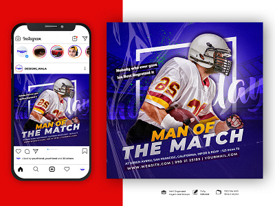 Man of the Match Social Media Post Design grunge flyer