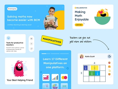 EdTech SaaS platform - Teaching math with digital manipulatives branding design agency in pakistan edtech education elearning fun grade illustration manupilative maths mobile app ui monster product design saas students teachers ui ux