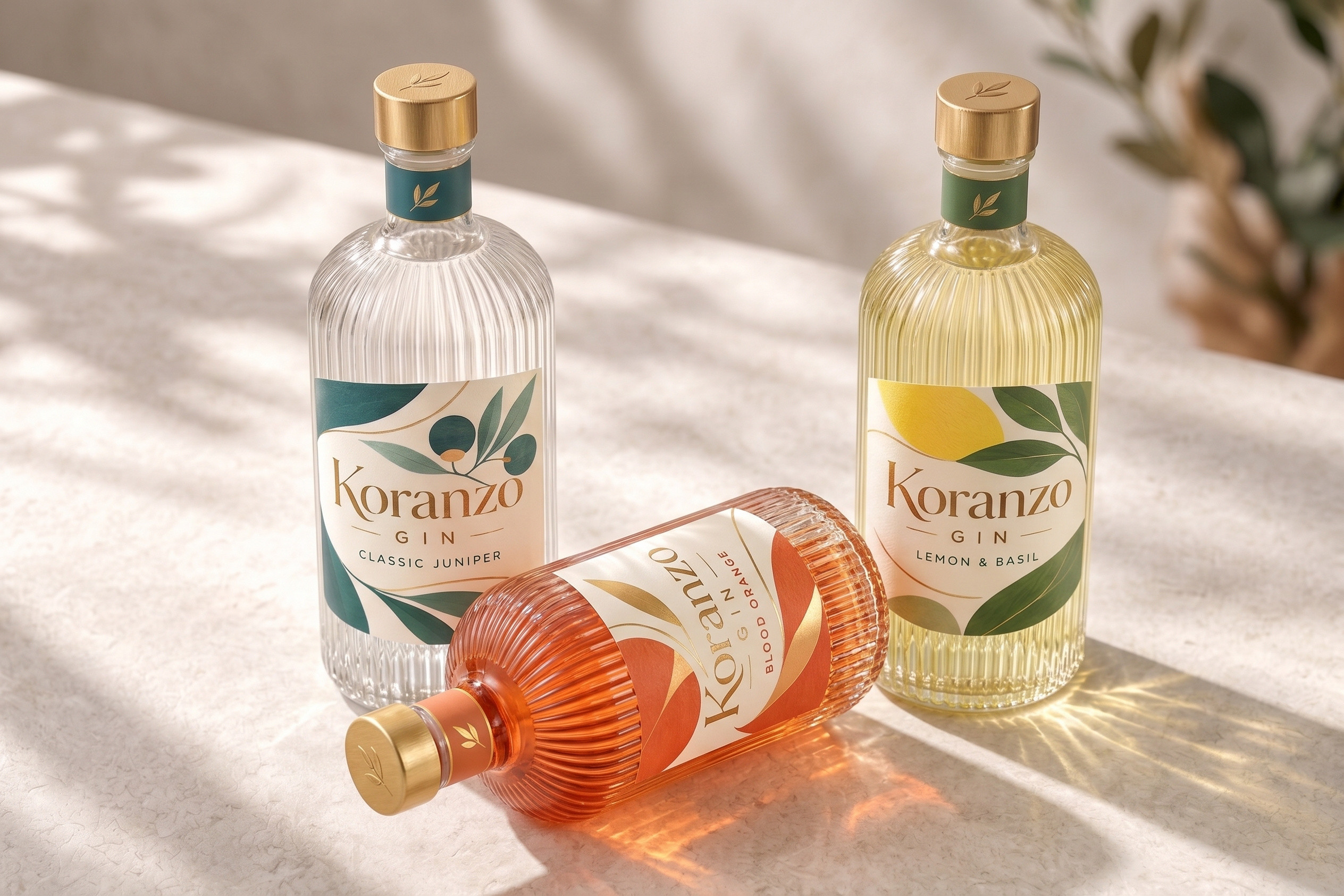 Koranzo Gin — A Modern Expression of Botanical Elegance branding creative packaging. design graphic design illustration illustrator file logo modern packaging packaging design