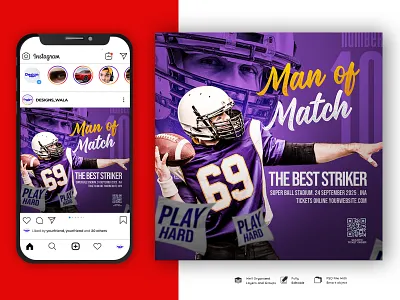 Match Day Social Media Post Design grunge flyer